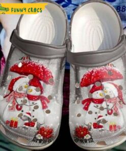 Snowman Couple Snow Red Poinsettia Merry Christmas Happy New Year For Couple Crocs Classic