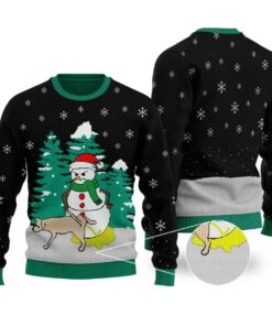 Snowman With Naughty Dog Christmas Sweater