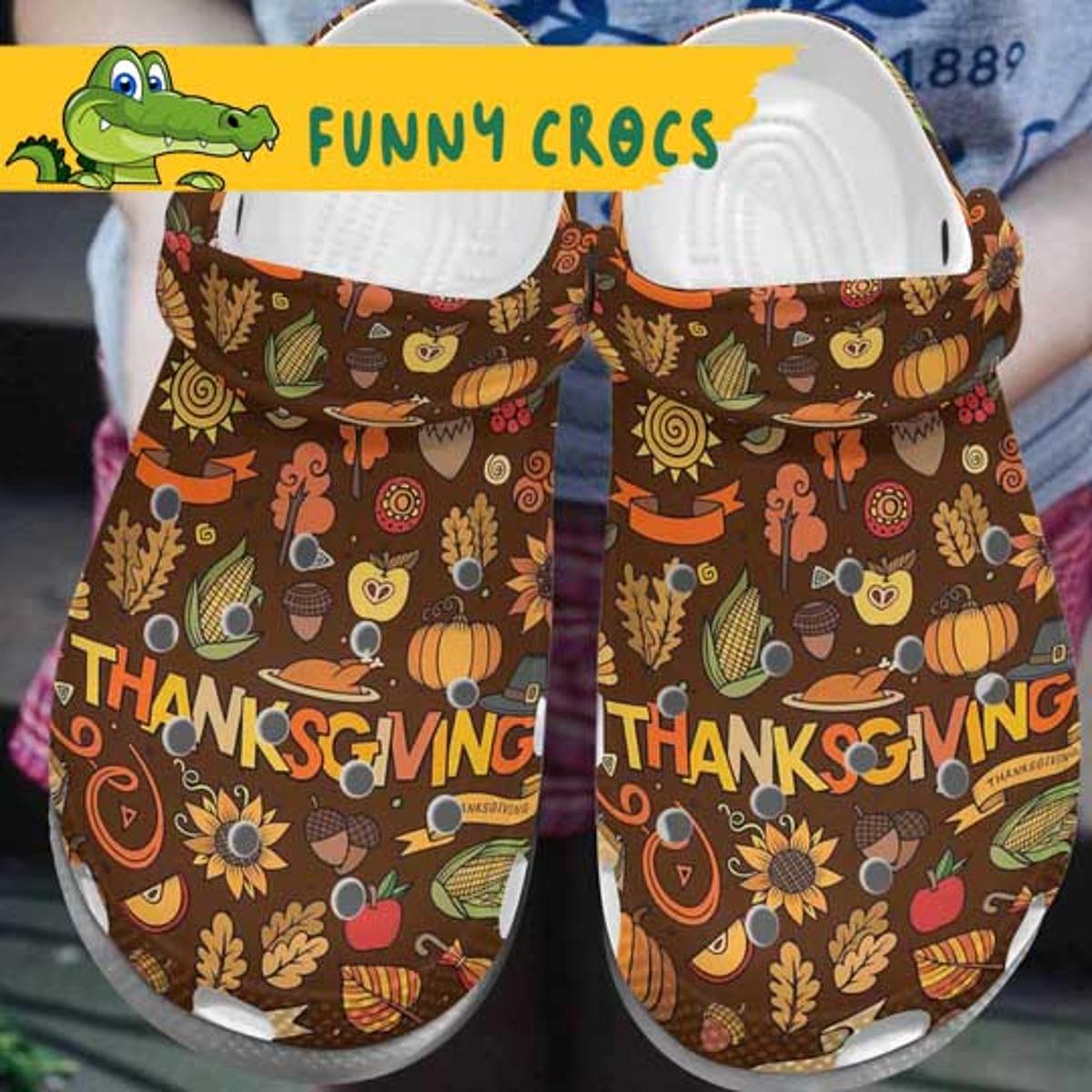 Chicken Dinosaur With Scary Pumpkin Thanksgiving Crocs Slippers