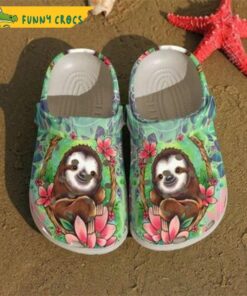 Colorful Sloth Pattern Crocs Sandals