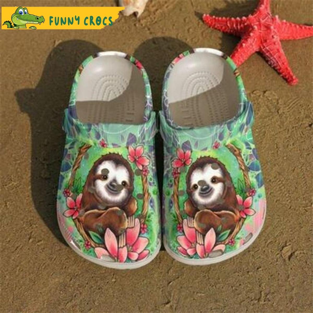 Spring In The Forest Happy Sloth Crocs Slippers