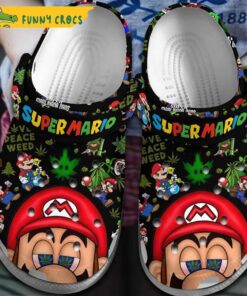 Stoner Super Mario Black Weed Crocs Shoes