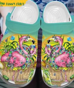 Pink Flamingo Skull Crocs Shoes