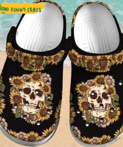 Sunflower Floral Skull Gifts Crocs Clog Shoes