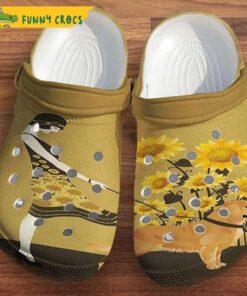 Sunflower Girl With Her Dachshund Pet Cute Croc Sunflower Croc For Women Crocs Clog Shoes