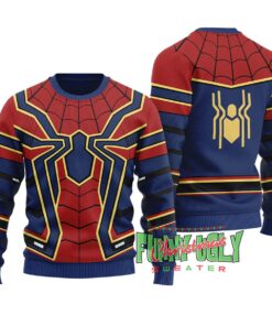 Superhero Costume Spiderman Christmas Sweater Men Blue