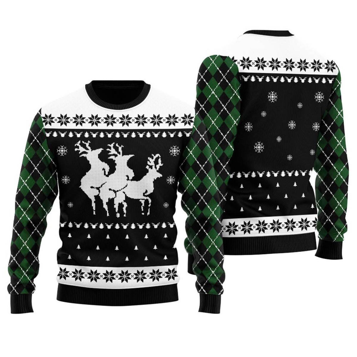 Cool Reindeer Threesome Funny Christmas Sweaters