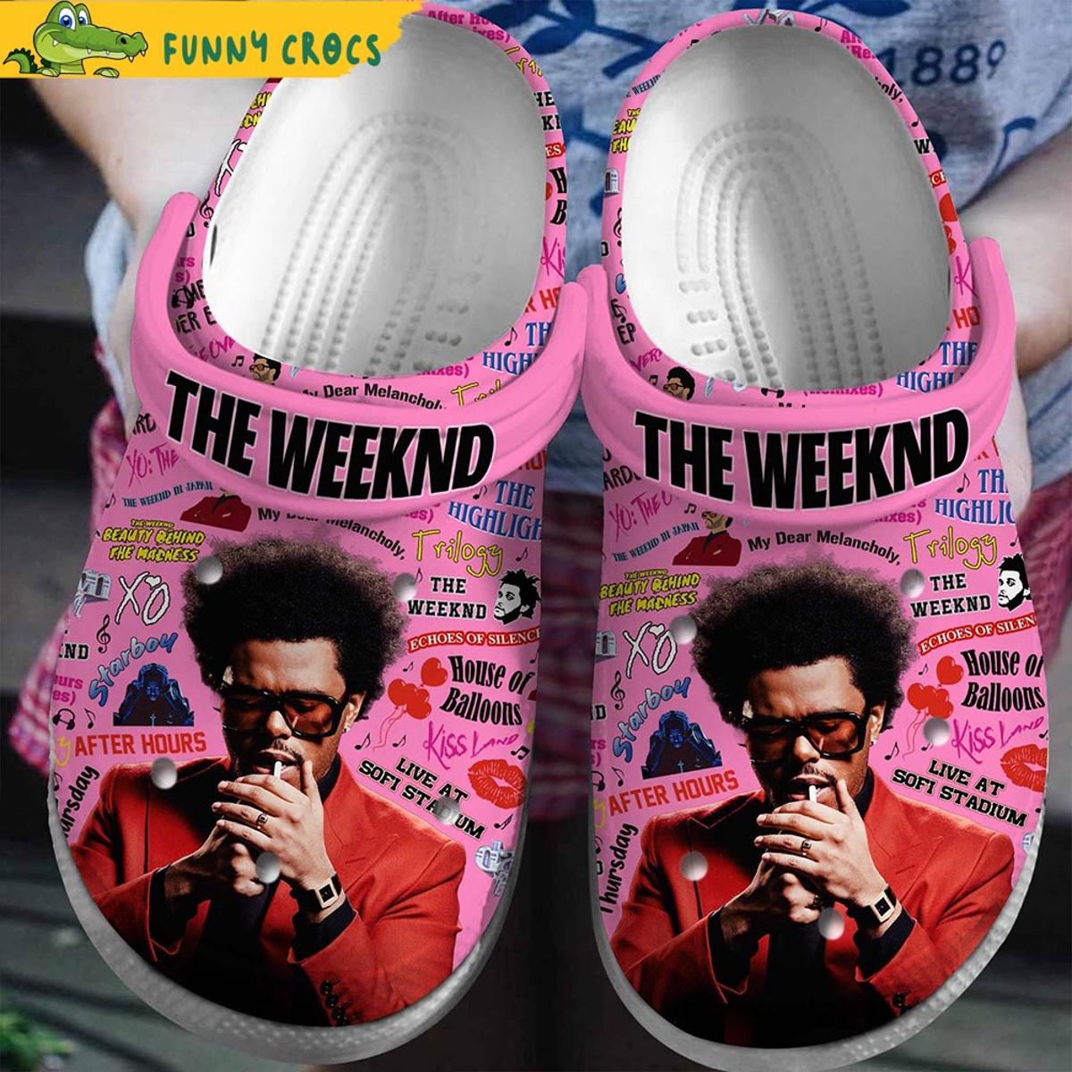 The Weeknd Pink Crocs Shoes