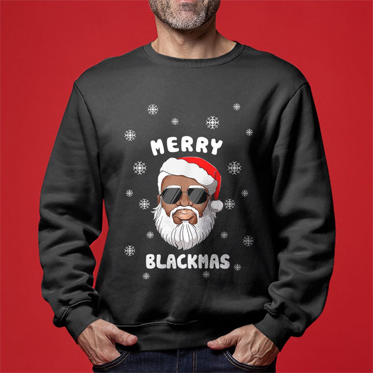 African American Santa Claus Mens Ugly Sweater