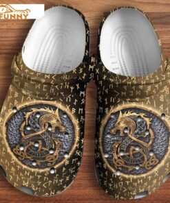 Viking Gold Dragon Crocs Clog Shoes