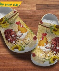 Vintage Chicken Sunflowers Crocs Slippers