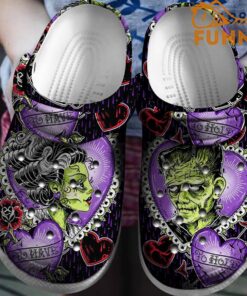 Vintage Frankenstein Romance Purple Crocs Clog Shoes