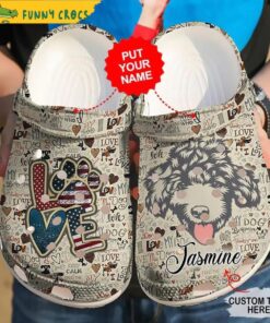 Vintage Personalized Poodle Crocs Slippers