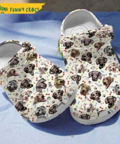 Weimaraner Cartoon Face Dog With Bones For Weimaraner Lovers Crocs Sandals