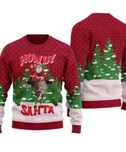 Western Cowboy Santa Ugliest Sweaters For Christmas