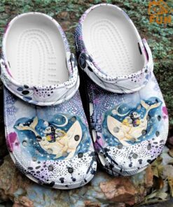 Whale With Baby Seal Magic Ocean Hippie Crocs Sandals