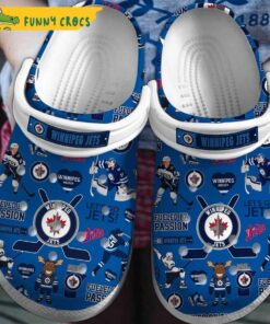 Winnipeg Jets Nhl Dark Blue Crocs Slippers