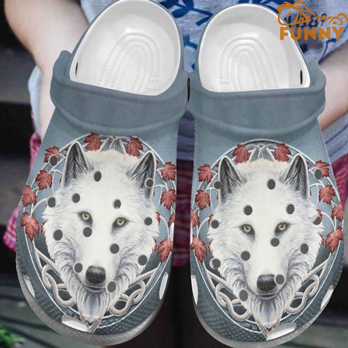 Blue Eyes Wolf Crocs Slippers