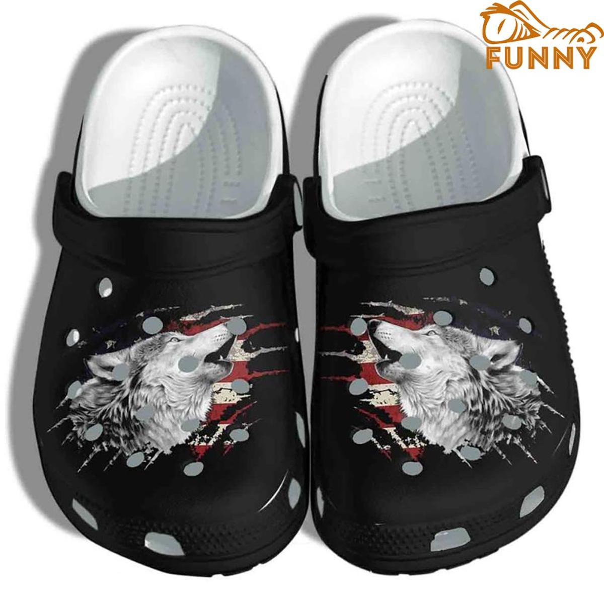 Blue Eyes Wolf Crocs Slippers