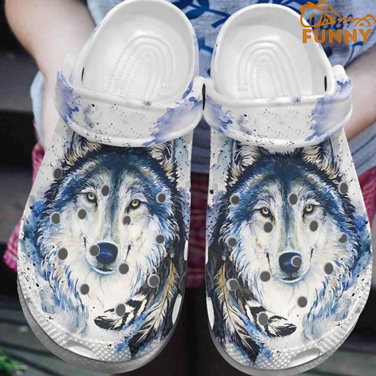 Wolf Winter Crocs Clog Shoes