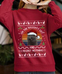 Womens On The Naughty List Custom Cat Christmas Sweater