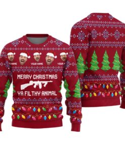 Ya Filthy Animal Personalized Christmas Sweater