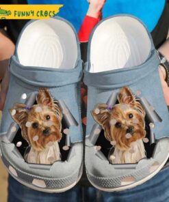 Yorkie Hello Cute Yorkshire Terrier Ripping Paper Patterns Yorkie Lovers Crocs Shoes