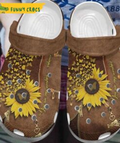 You Are Sunshine Butterflies Sunflower Leather Zipper Croc Birthday Crocs Shoes