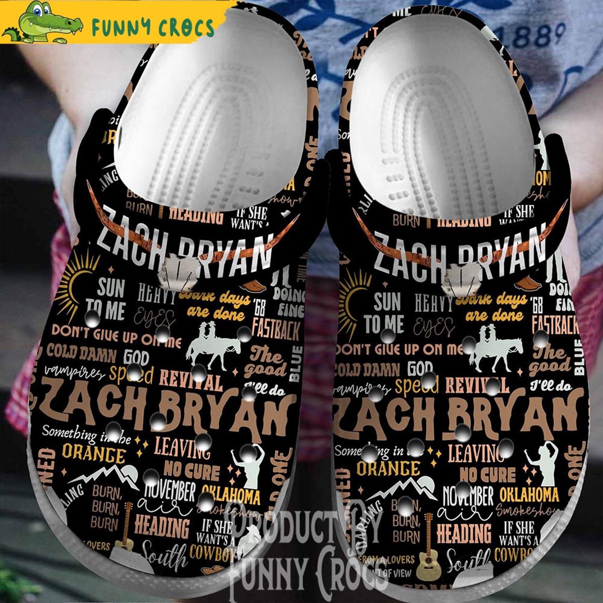 Zack Bryan Singer Music Pattern White Crocs Clog Slippers