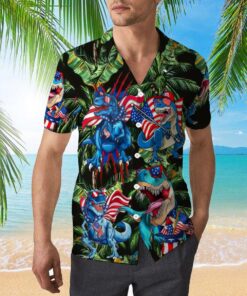 4th Of July Happy Independence Day Dinosaur Hawaiian Shirt