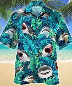 Tropical Shark Fish Button Down Hawaiian Shirts