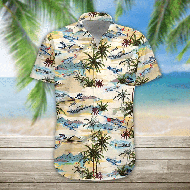 Propeller Party Tan Aviation Hawaiian Shirts