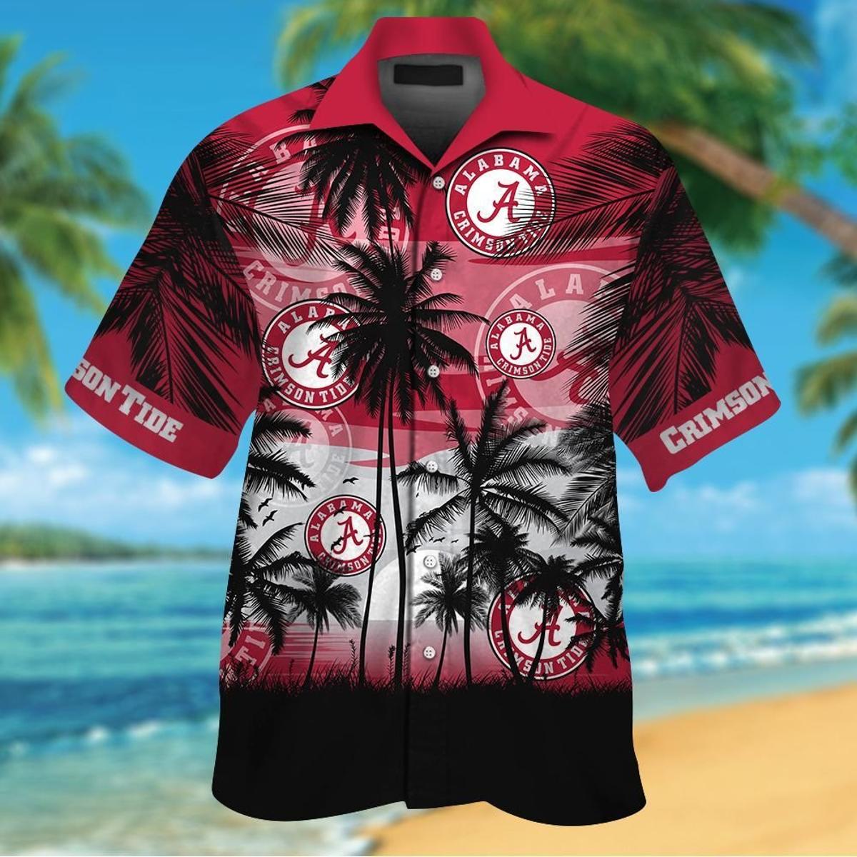 Alabama Football Crimson Tide Tropical Floral Custom Name Hawaiian Shirt Gift