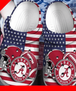 Alabama Crimson Tide American Flag Crocs Classic Clogs Shoes Gift