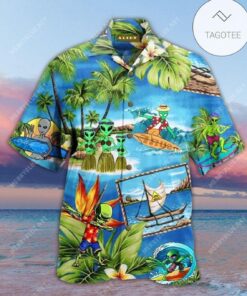 Alien Summer Vacation Blue Hawaiian Shirt Gift