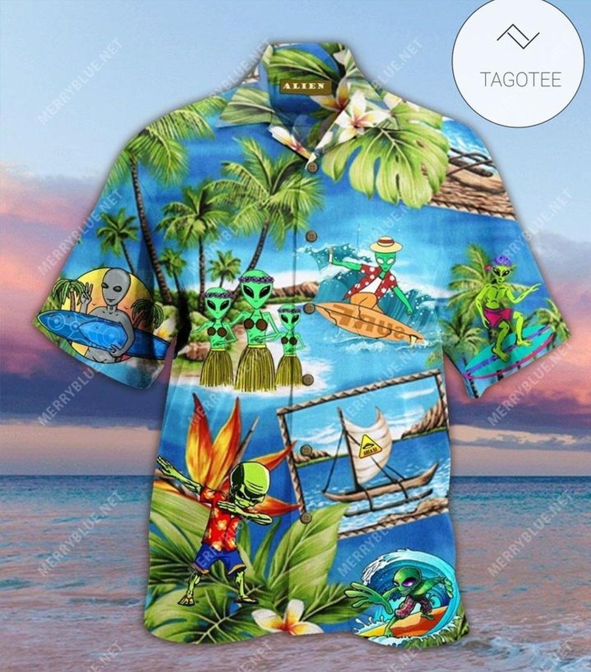 Hippie Alien Hawaiian Aloha Shirt Gift For Fans