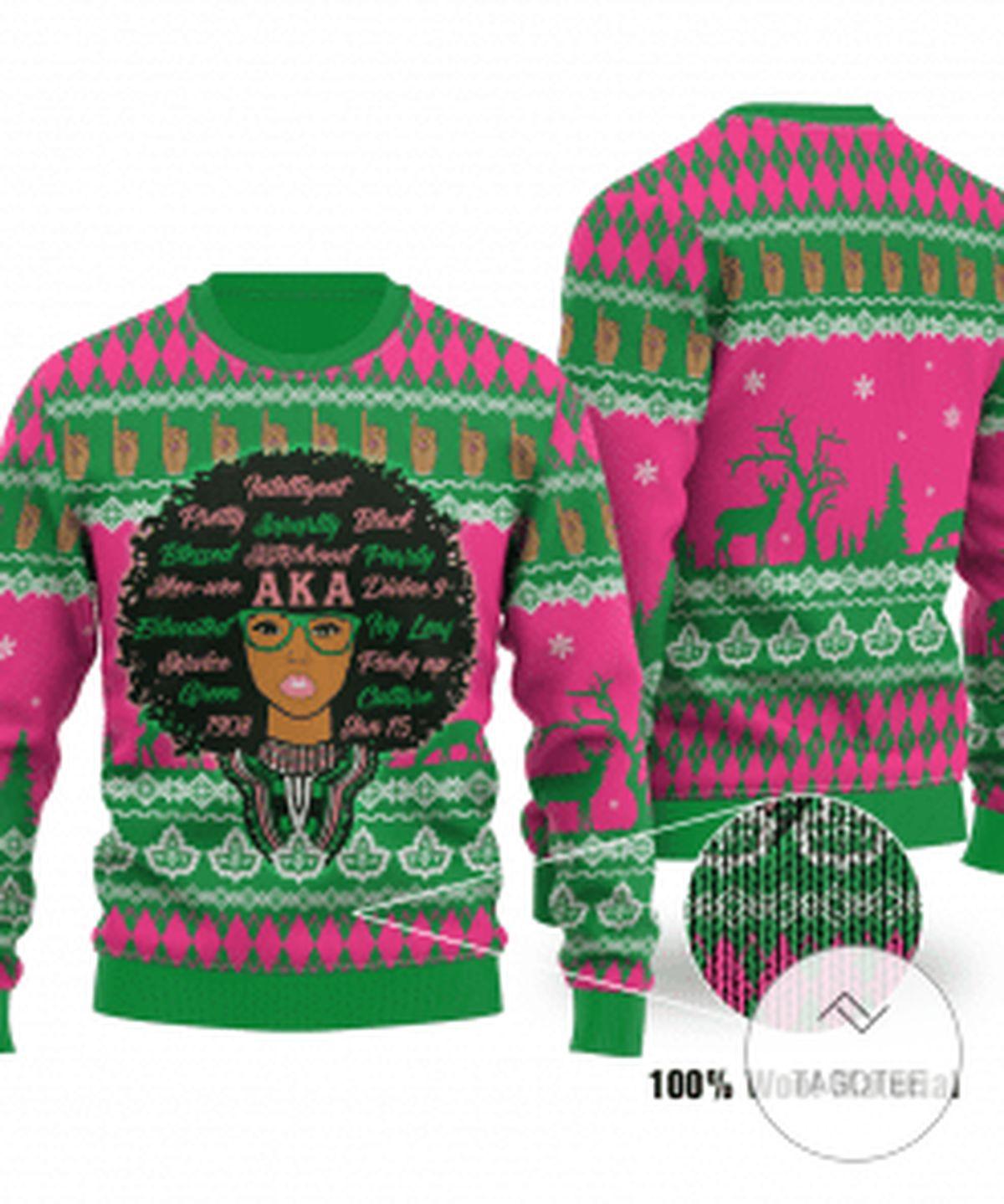 Alpha Kappa Alpha Aka Girl Aka Pearls Symbol Ugly Christmas Sweater Xmas Gift