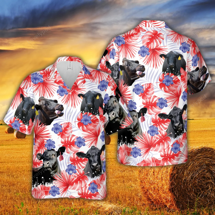 Black Angus Cow Cattle Hawaiian Shirt For Men And Women