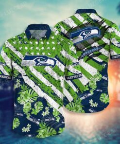 American Flag Beach Seahawks Hawaiian Shirt Gifts Idea