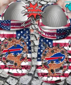 American Flag Breaking Wall Buffalo Bills Crocs For Fans