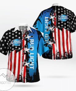 American Flag Color Bud Light Hawaiian Shirt