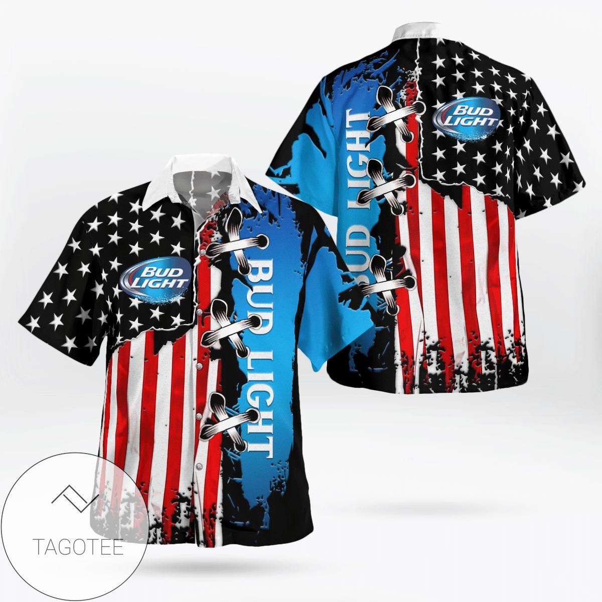 Tropical Palm Bud Light Hawaiian Shirt For Women