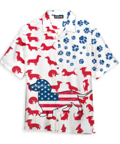 American Flag Dachshund Vintage Hawaiian Shirt