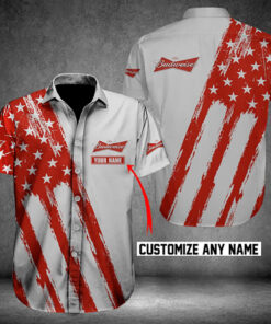 American Flag Personalized Budweiser Hawaiian Shirt