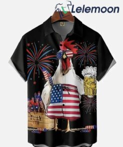 American Flag Rooster Top Gun Hawaiian Shirt For Men Women