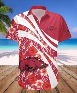 Arkansas Hibiscus Sport Style Razorback Hawaiian Shirt