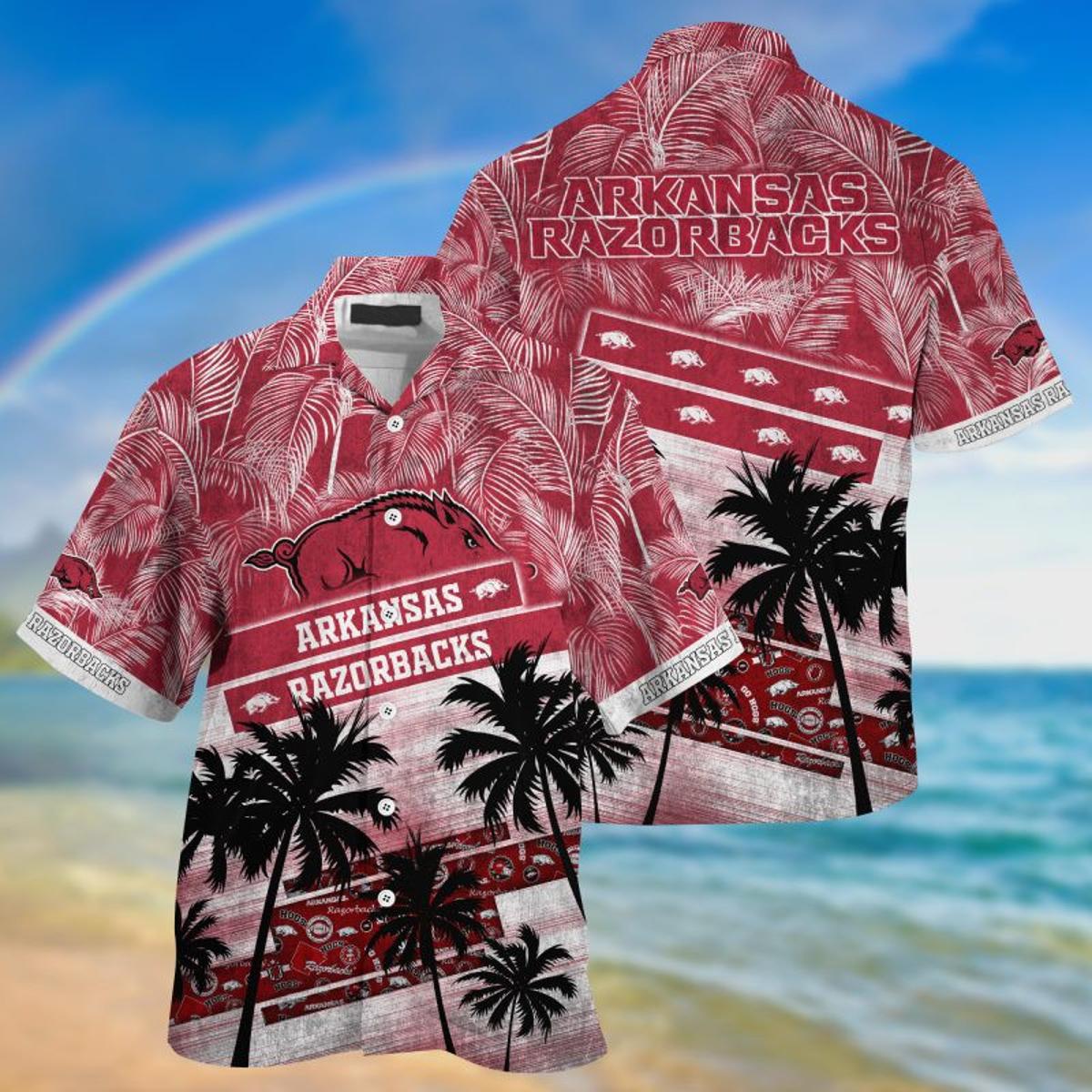 Skeleton Tropical Arkansas Razorback Hawaiian Shirt Size Fron S To 5xl