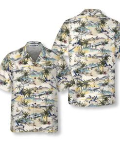 Army Aircraft Tropical Pattern Aviation Hawaiian Shirts For Men Women