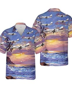 Aviation Cessna Citation Latitude Beautiful Sunset Hawaiian Shirt For Fans