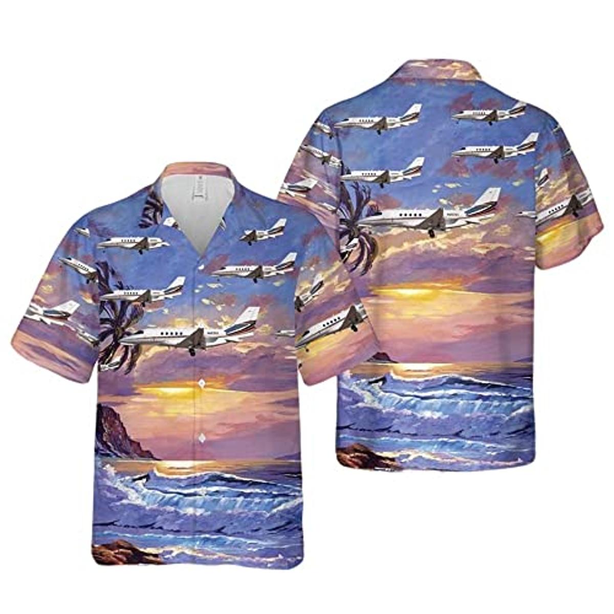 Aviation Cessna Citation Latitude Beautiful Sunset Hawaiian Shirt For Fans